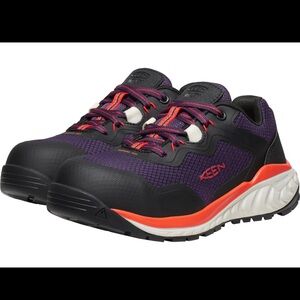 WIDE KEEN Utility Tempe Comp Toe Work Shoes Black Purple Orange size 8 Wide